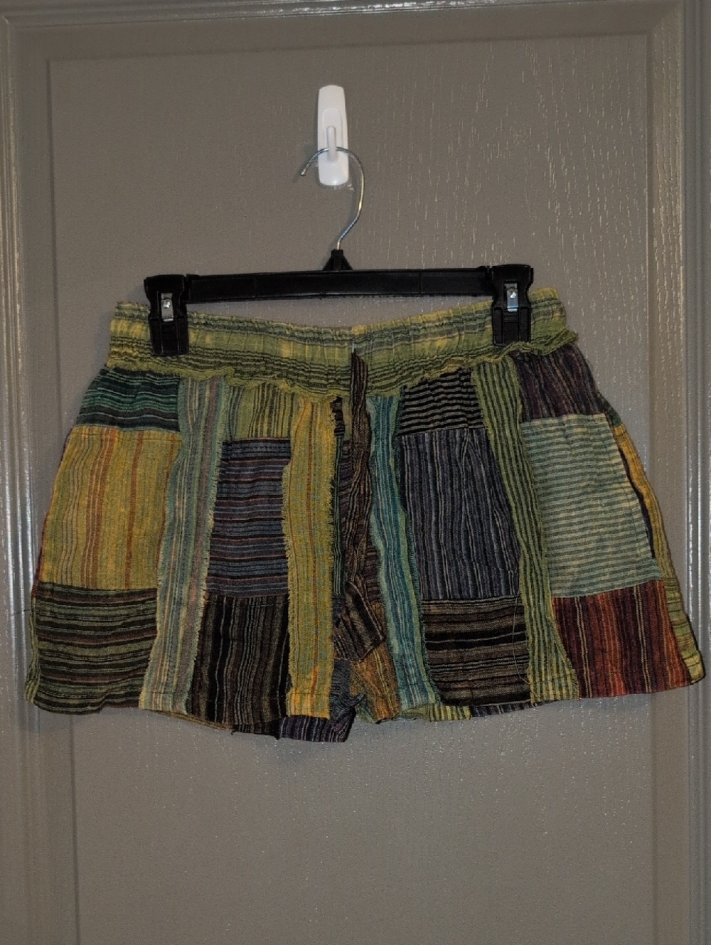 Kathmandu Olive & Multicolor Striped Boho Shorts